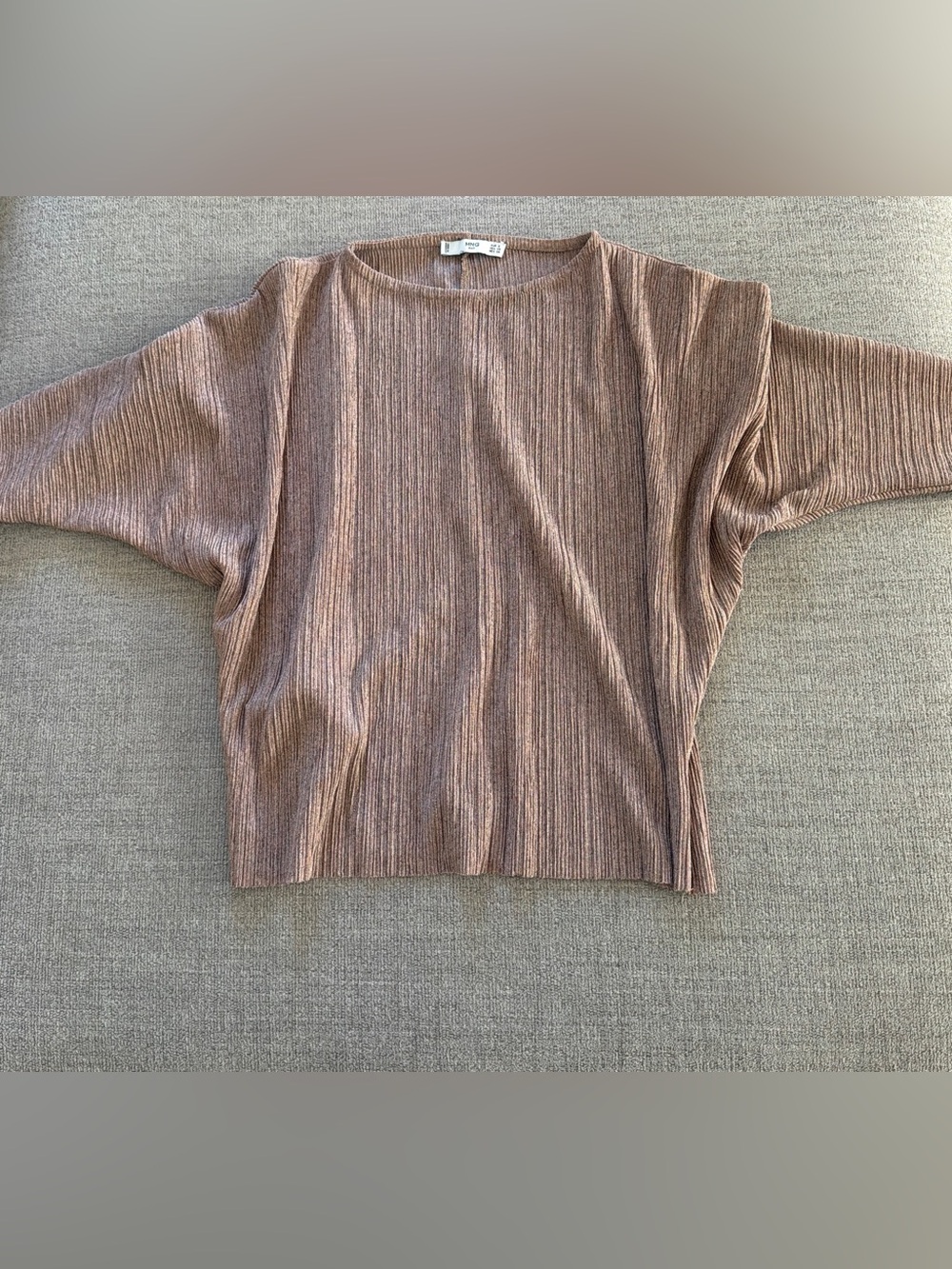 Mango MNG Suit Pleated Batwing Dolman Sleeve Top Dusty Rose XS/S